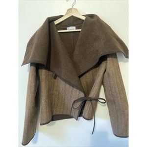 Peruvian Connection brown alpaca wrap jacket sweater 12250